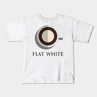 Flat white hot coffee in top view flat design illustration Kids T-Shirt